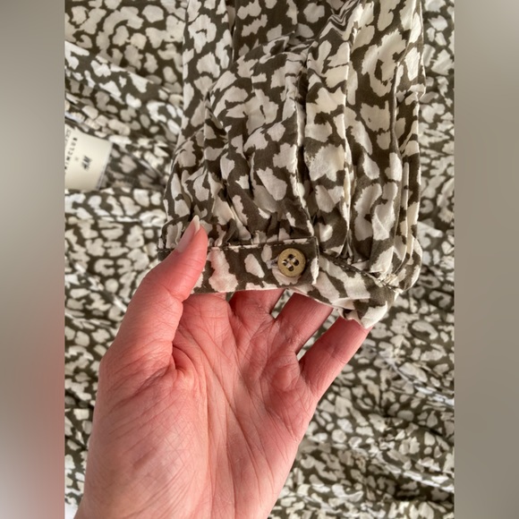 H&M hm Tiered Patterned Wide-cut V neck Tunic Mini Dress Cotton Cover Up XS NWT - Picture 11 of 16